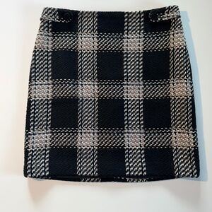 White House Black Market Black and White Plaid Mini Skirt